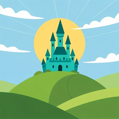 Blue Castle on Green Hill