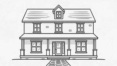 Line Drawing House with Porch