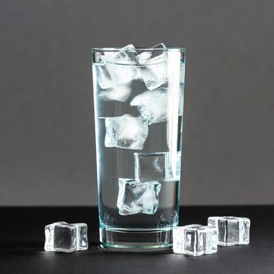 Glass of Water with Ice Cubes