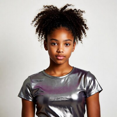 African-American girl with curly hair