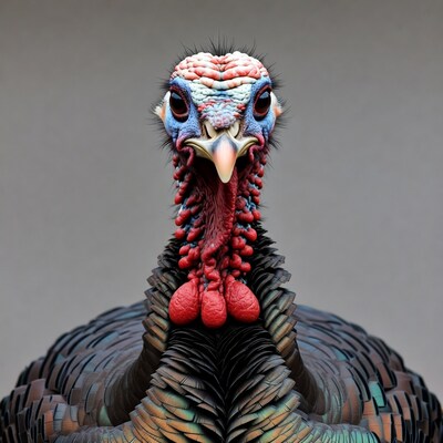 Close-up turkey displaying feathers