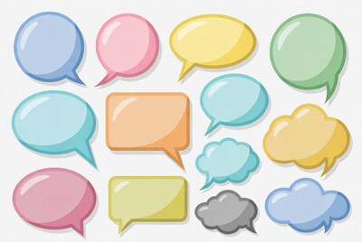 Colorful Speech Bubbles Clipart Set