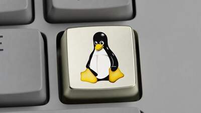 Tux Penguin on Keyboard Key