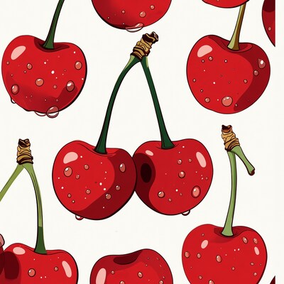 Wet Cherries Illustration