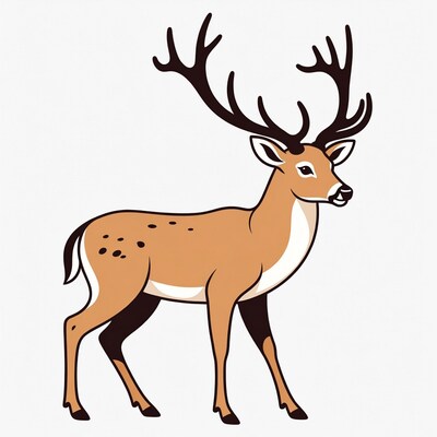 Cartoon fawn with large antlers