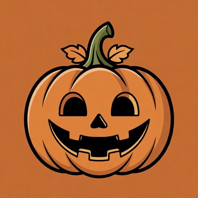 Smiling Jack-o'-lantern Pumpkin Illustration
