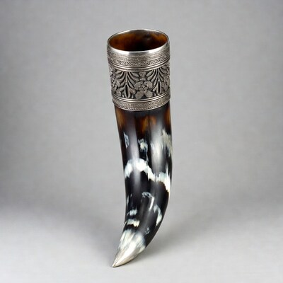 Silver-Trimmed Horn Drinking Vessel