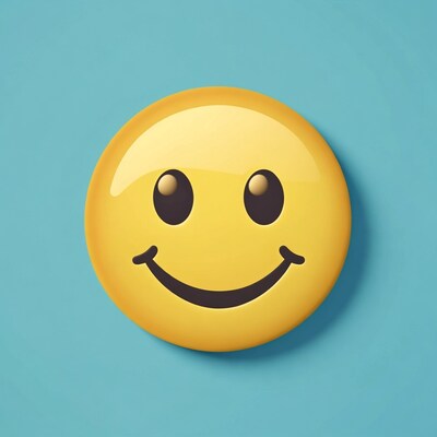 Smiling Face Emoji on Blue Background