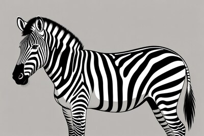 Zebra standing on gray background