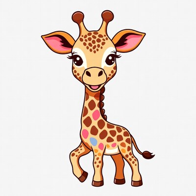 Cute cartoon baby giraffe