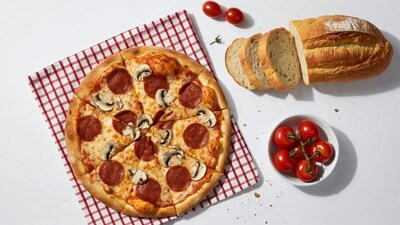 Pepperoni Mushroom Pizza with Bread Tomatoes