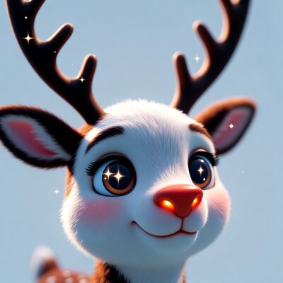 Cute 3D Rudolph Reindeer Closeup