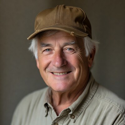 Elderly man wearing baseball cap