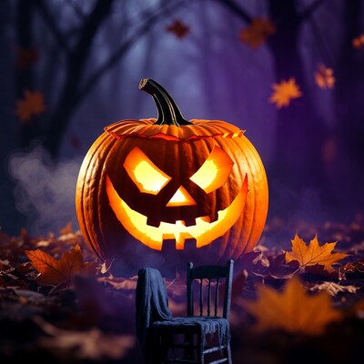 Jack-o'-lantern in Spooky Forest
