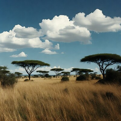 Acacia Trees in African Savanna
