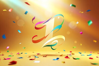 Number 1 with colorful confetti