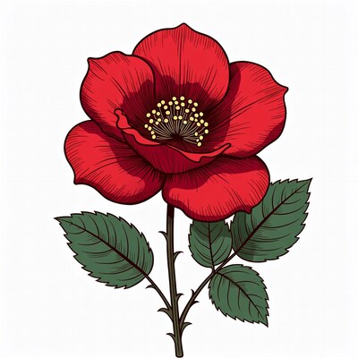 Red Rose Flower Illustration
