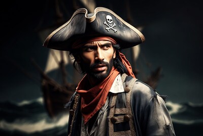 Pirate man with skull hat
