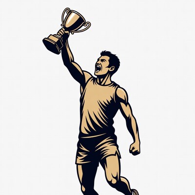 Athlete man holding trophy