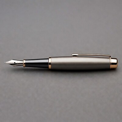 Gray fountain pen with gold accents