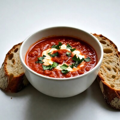 Tomato Soup with Cream and Basil
