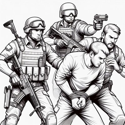 SWAT Soldiers Capturing Bound Suspect