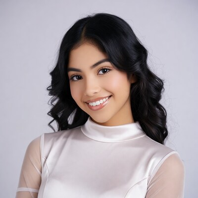 Smiling Asian woman in white top