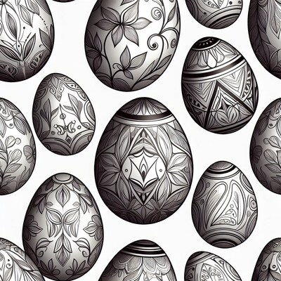 Floral Pattern Easter Eggs Illustration