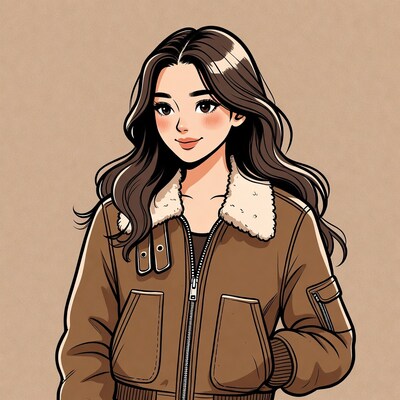 Asian woman in brown fur-collar jacket