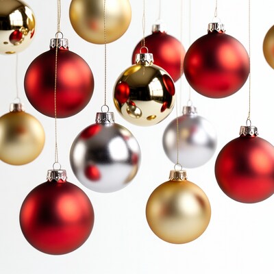 Hanging Red Gold Silver Christmas Ornaments