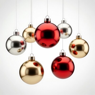Hanging Christmas Ornaments Isolated