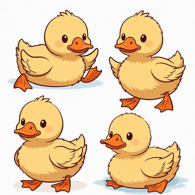 Cute Baby Duck Clipart Set