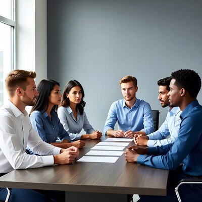 Diverse team in business meeting