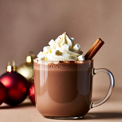 Hot Chocolate with Whipped Cream and Cinnamon Stick