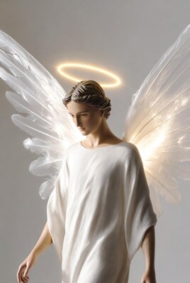 Female Angel with Wings and Halo