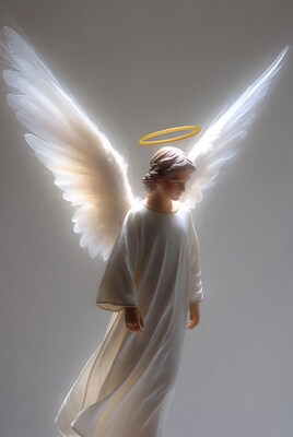 Child angel with wings and halo