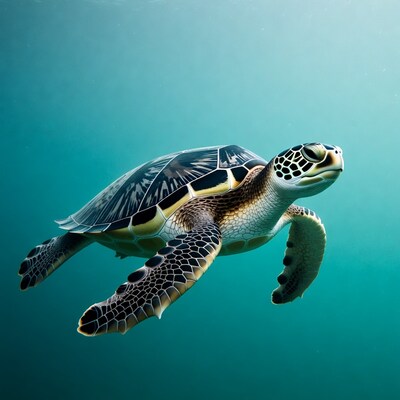Green Sea Turtle Swimming Underwater