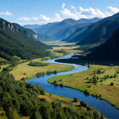 Mountain River Valley Landscape
