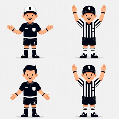 Cartoon Referees in Various Poses