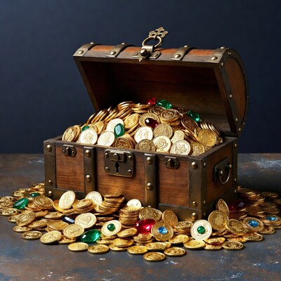 Open Treasure Chest Overflowing with Gold Coins