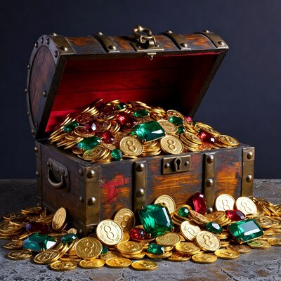 Open Treasure Chest with Gold Coins