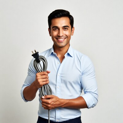 Man holding power cord