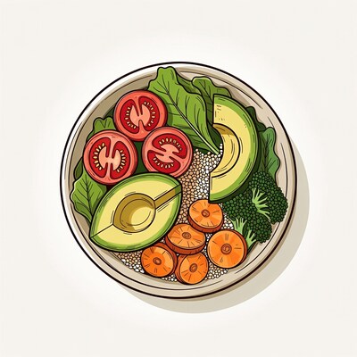 Vibrant Buddha Bowl Illustration