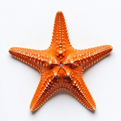 Orange starfish on white background