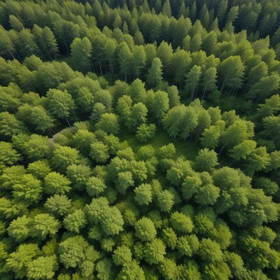 Aerial View of Dense Green Forest