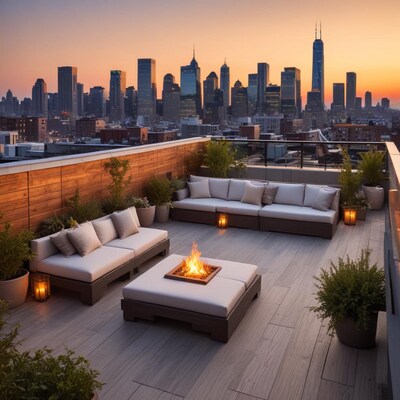 Rooftop Terrace Sunset Skyline View