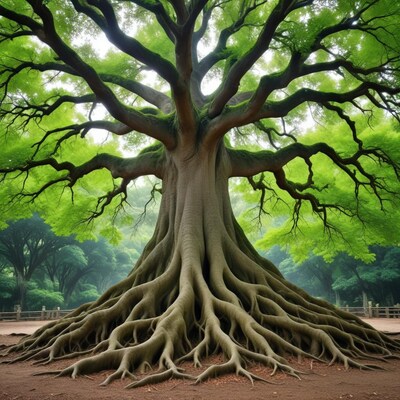 Massive Banyan Tree with Exposed Roots
