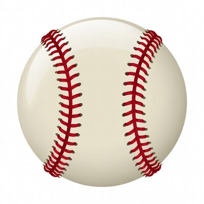 Baseball with red stitches