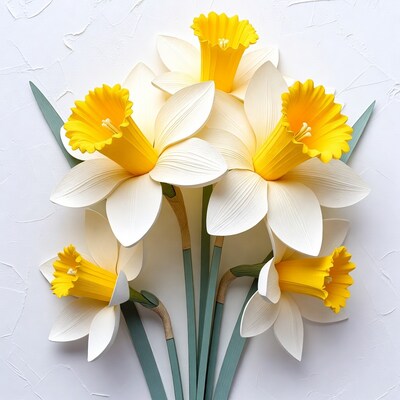 Paper Cutout Daffodil Bouquet
