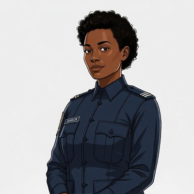 African-American woman police officer illustration